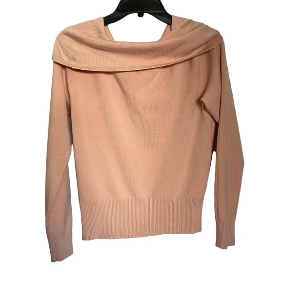 VALERIE STEVENS Petal Pink Silk Blend Cowl Neck Sweater Y2K Vintage M - Picture 3 of 7